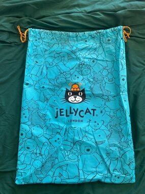 Jellycat Teal Drawstring Kids Bottoms Bag with Orange Cord